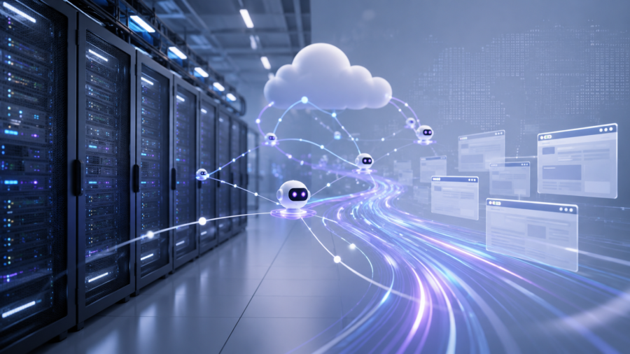 AI data center and power grid concept showing rising infrastructure costs.